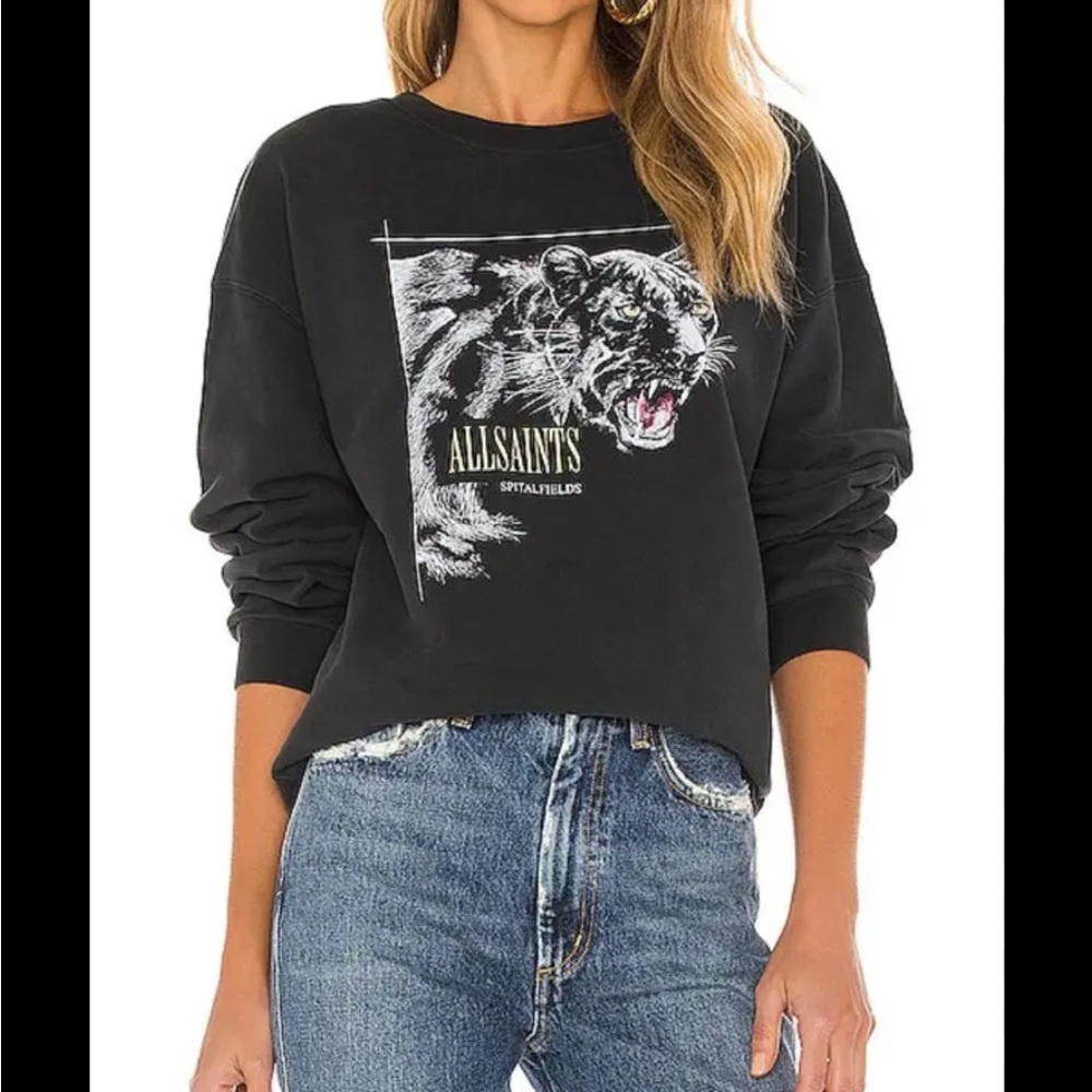All Saints Black and Yellow Graphic Sweatshirt